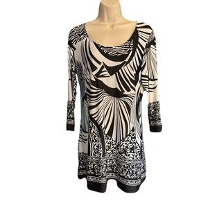 Milano Black and White Graphic MIDI Dress Medium